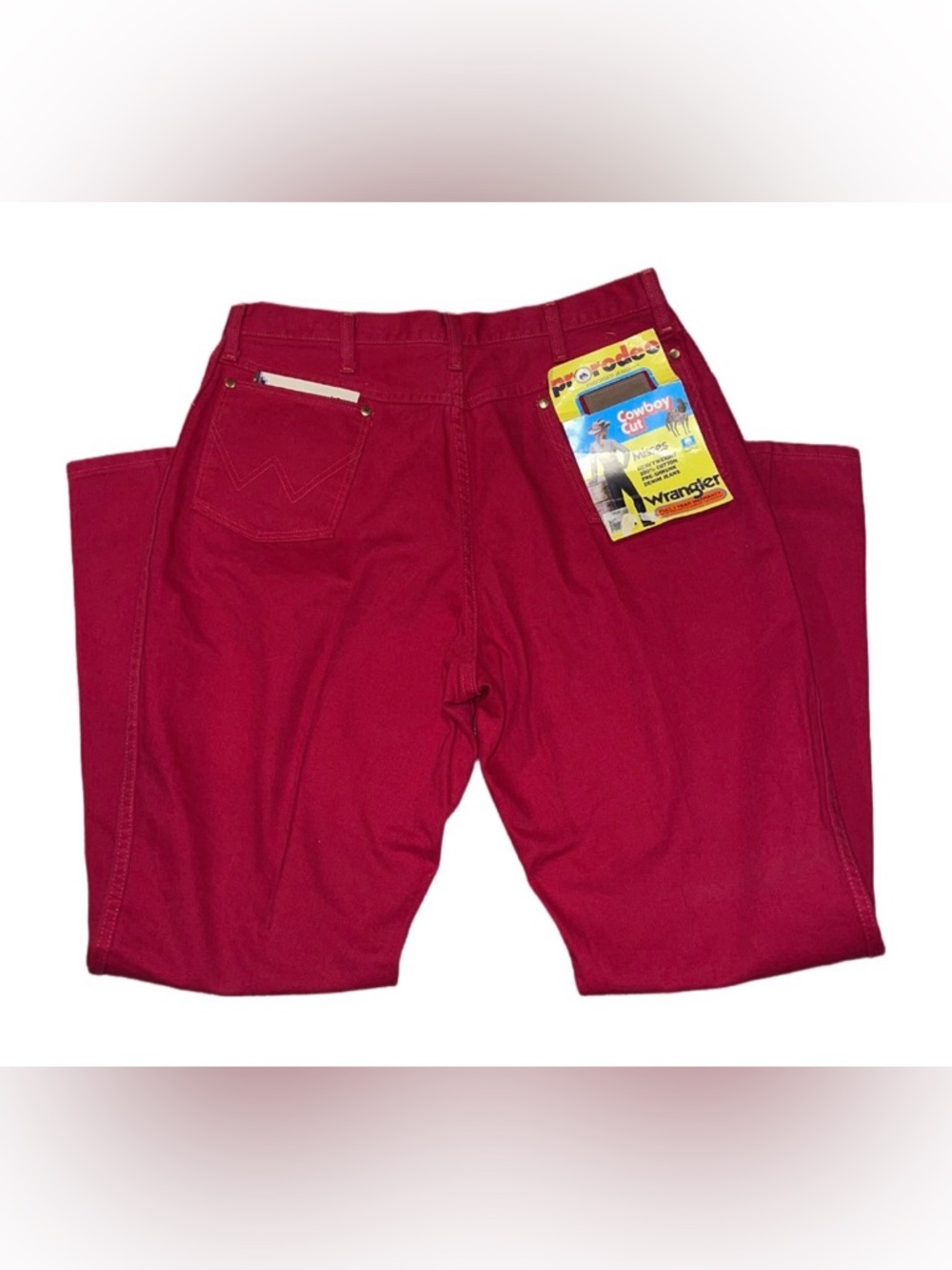 90’s Vintage Wrangler Misses Jeans in Vibrant Red- Heavy Denim NWT - Picture 6 of 6